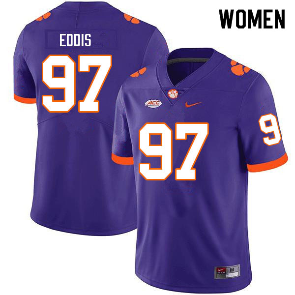 Women #97 Nick Eddis Clemson Tigers College Football Jerseys Sale-Purple - Click Image to Close